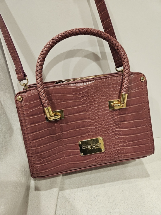 bebe Handbags - bebe Bella Croco  Satchel with Gold Hardware Purse Mauve Purple